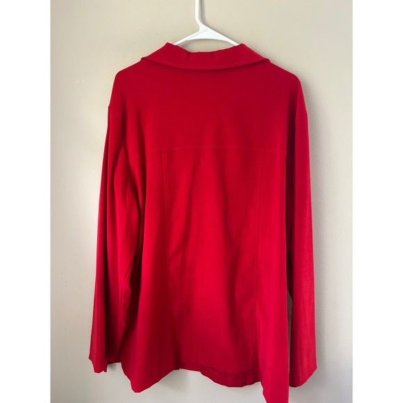 90s Sag Harbor Women's Red‎  Shacket Long Sleeve Top Size 20W Fall Cozy - Picture 5 of 6